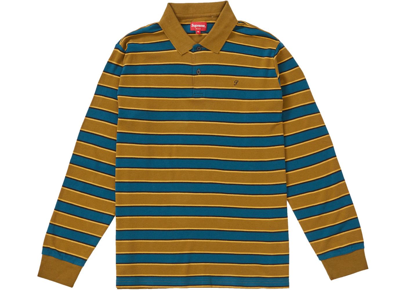 Supreme Striped L/S Polo Gold