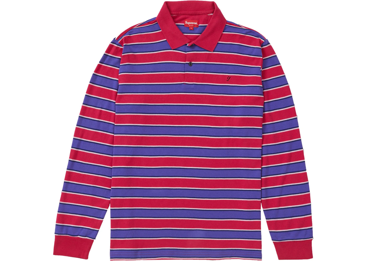 Supreme Striped L/S Polo Magenta