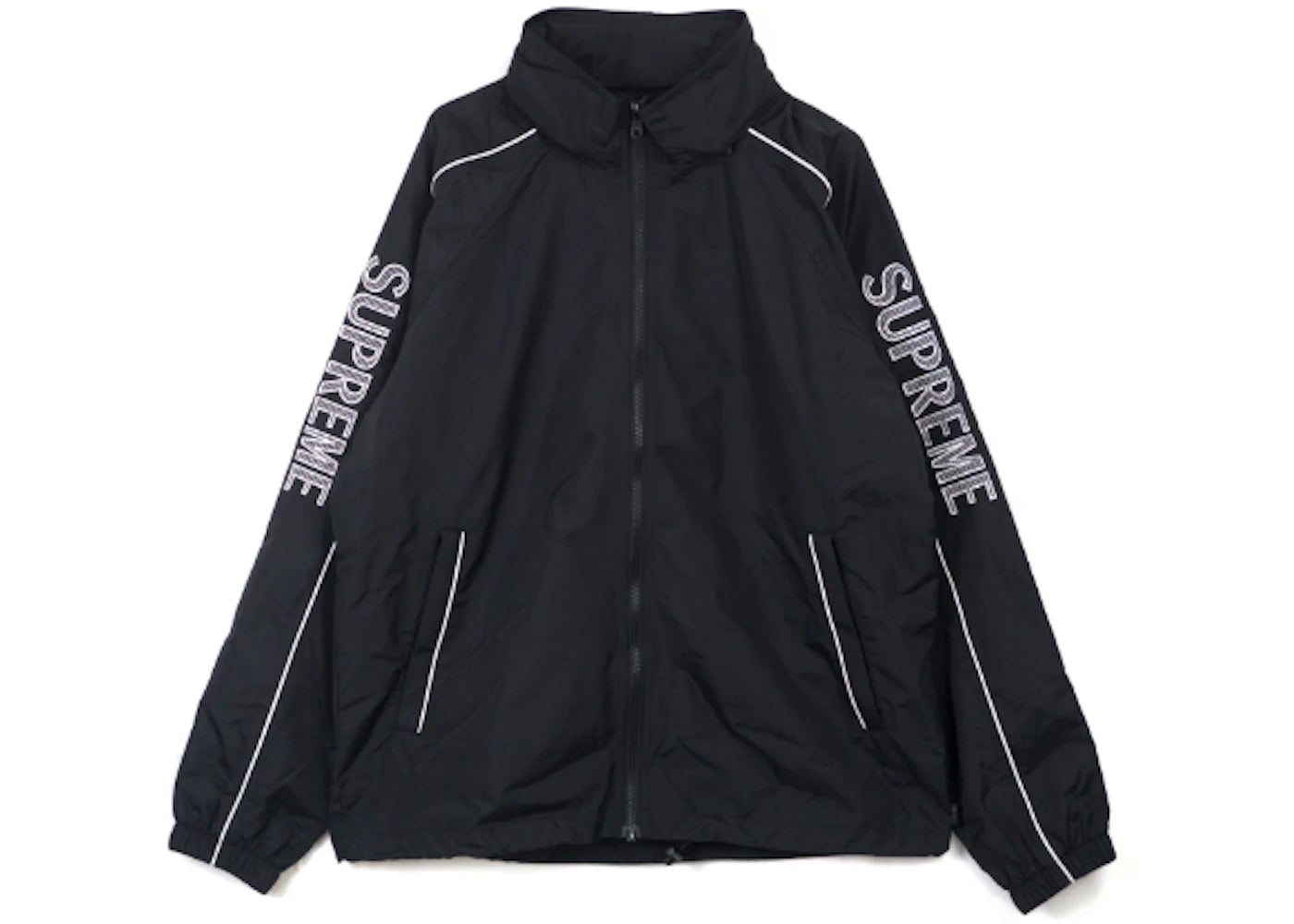 Supreme Striped Logo Windbreaker Black