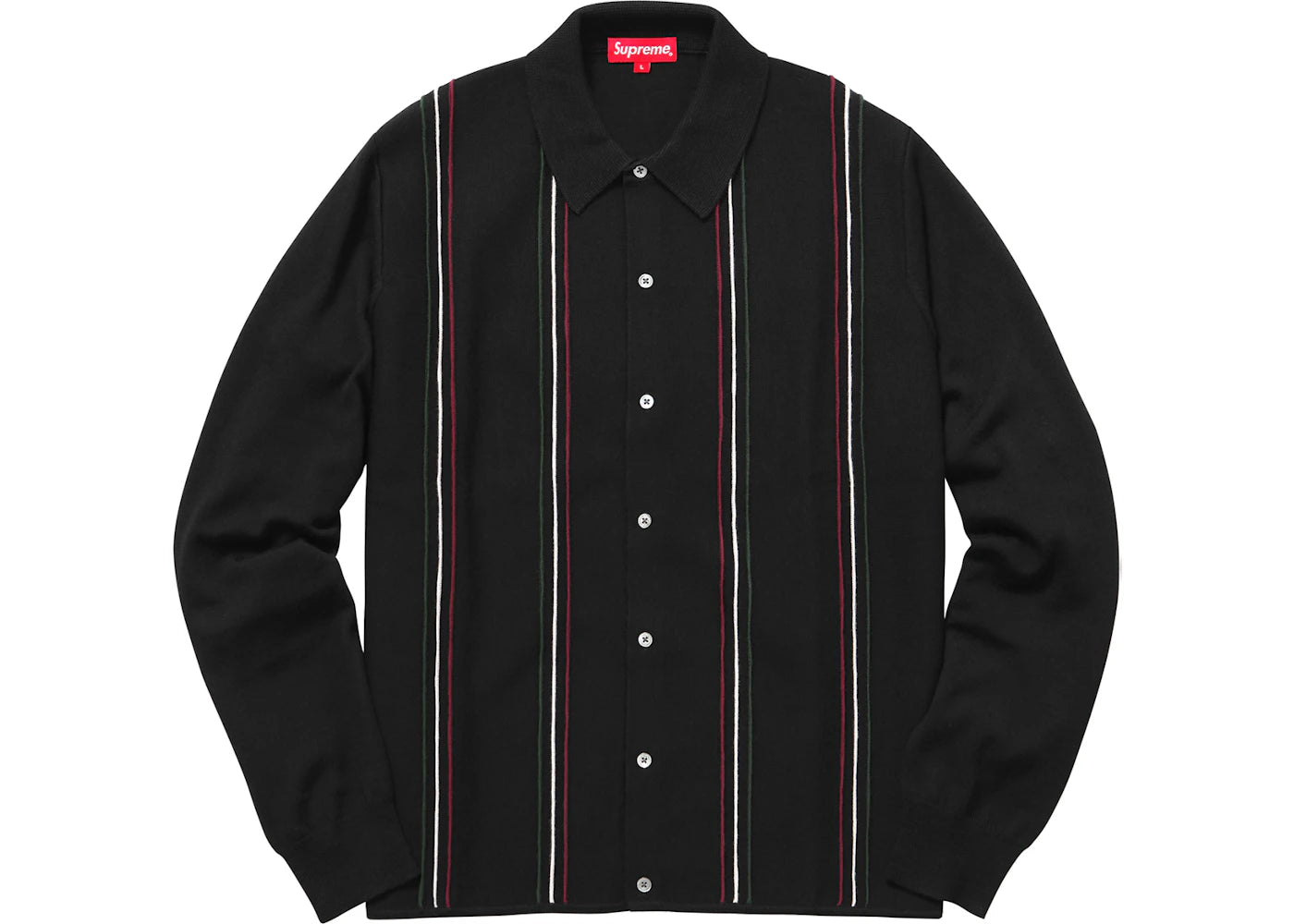 Supreme Striped Polo Sweater Black