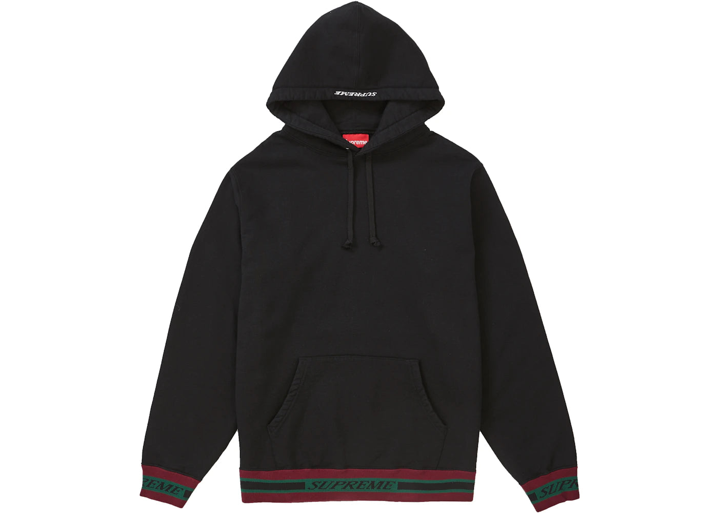 Supreme Striped Rib Hooded Sweatshirt Black
