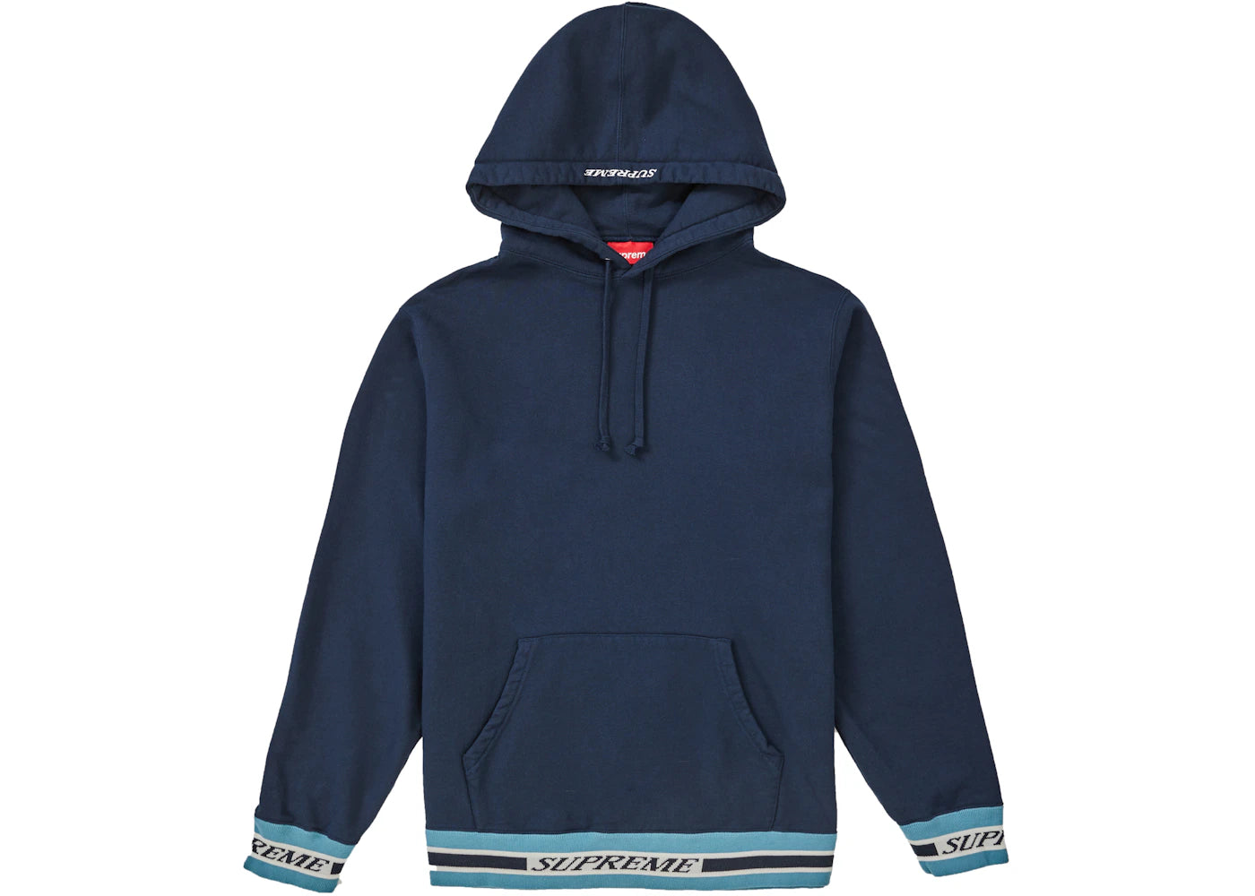 Supreme Striped Rib Hooded Sweatshirt Navy