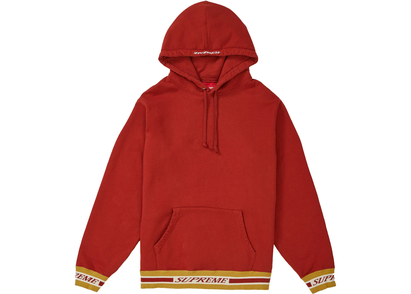 Supreme Striped Rib Hooded Sweatshirt Rust