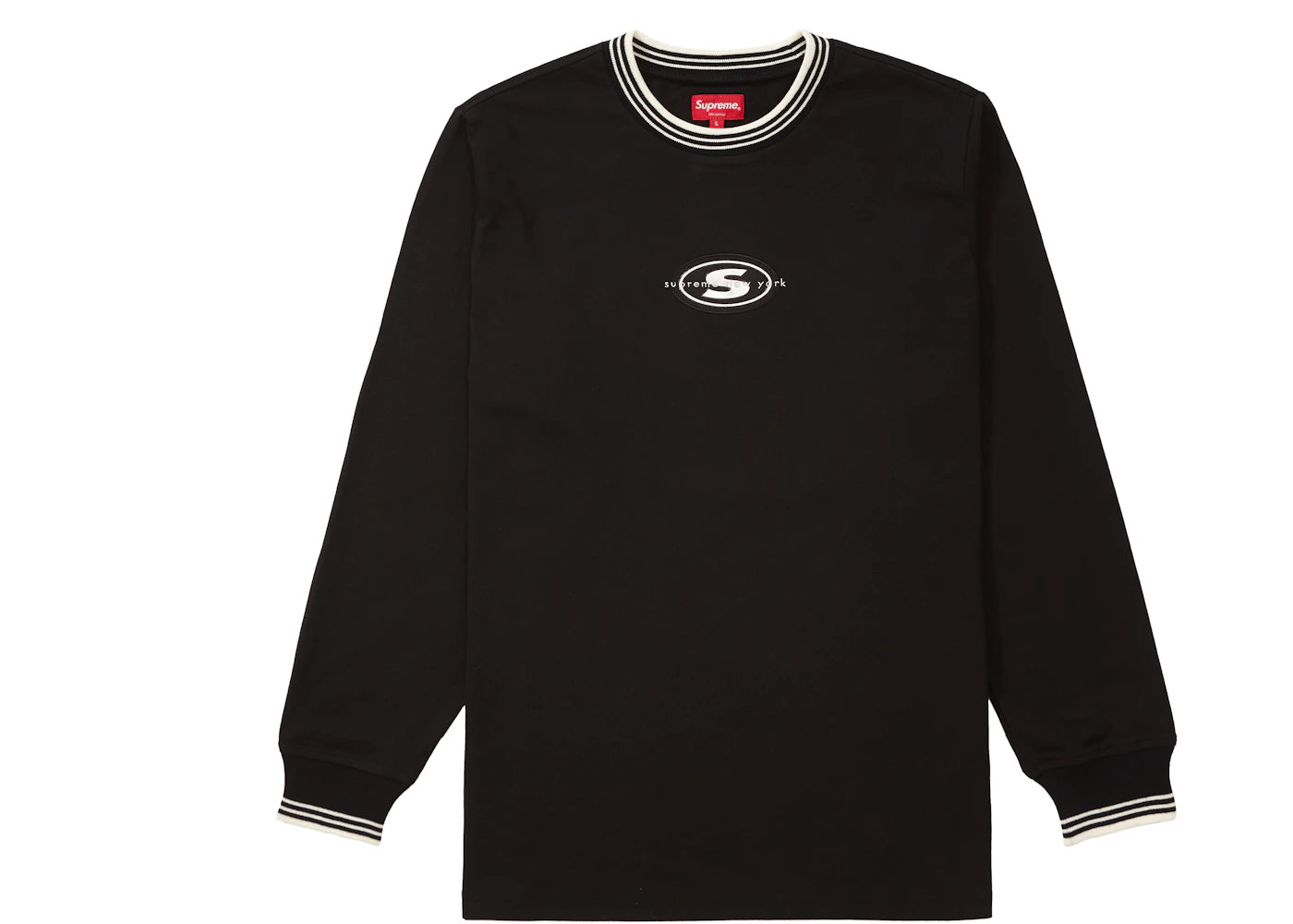 Supreme Striped Rib Logo L/S Top Black