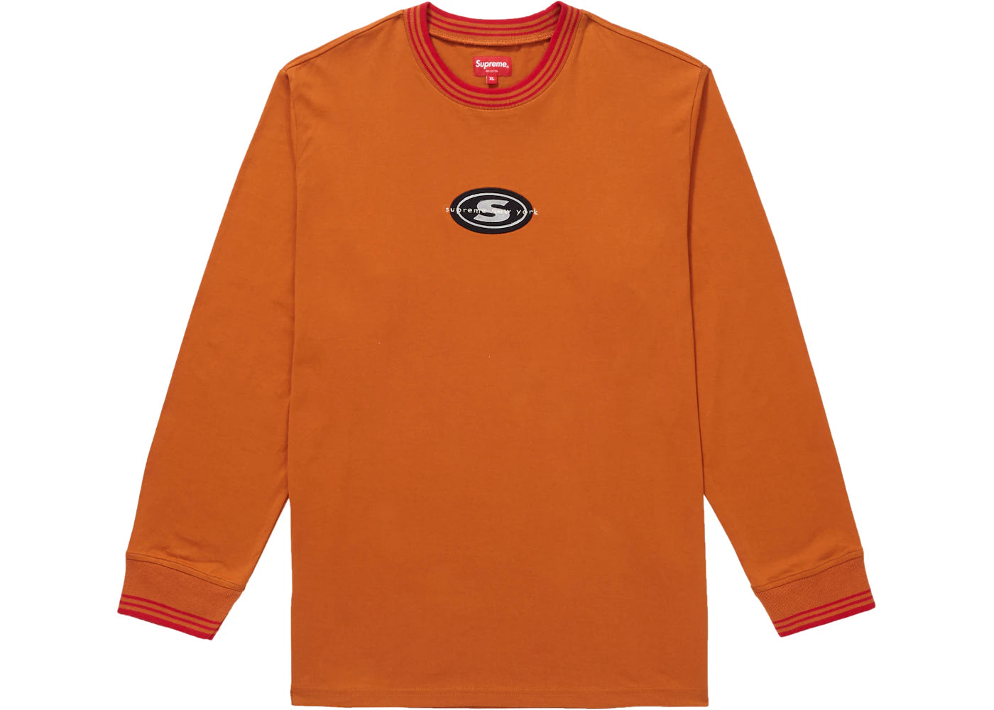 Supreme Striped Rib Logo L/S Top Burnt Orange