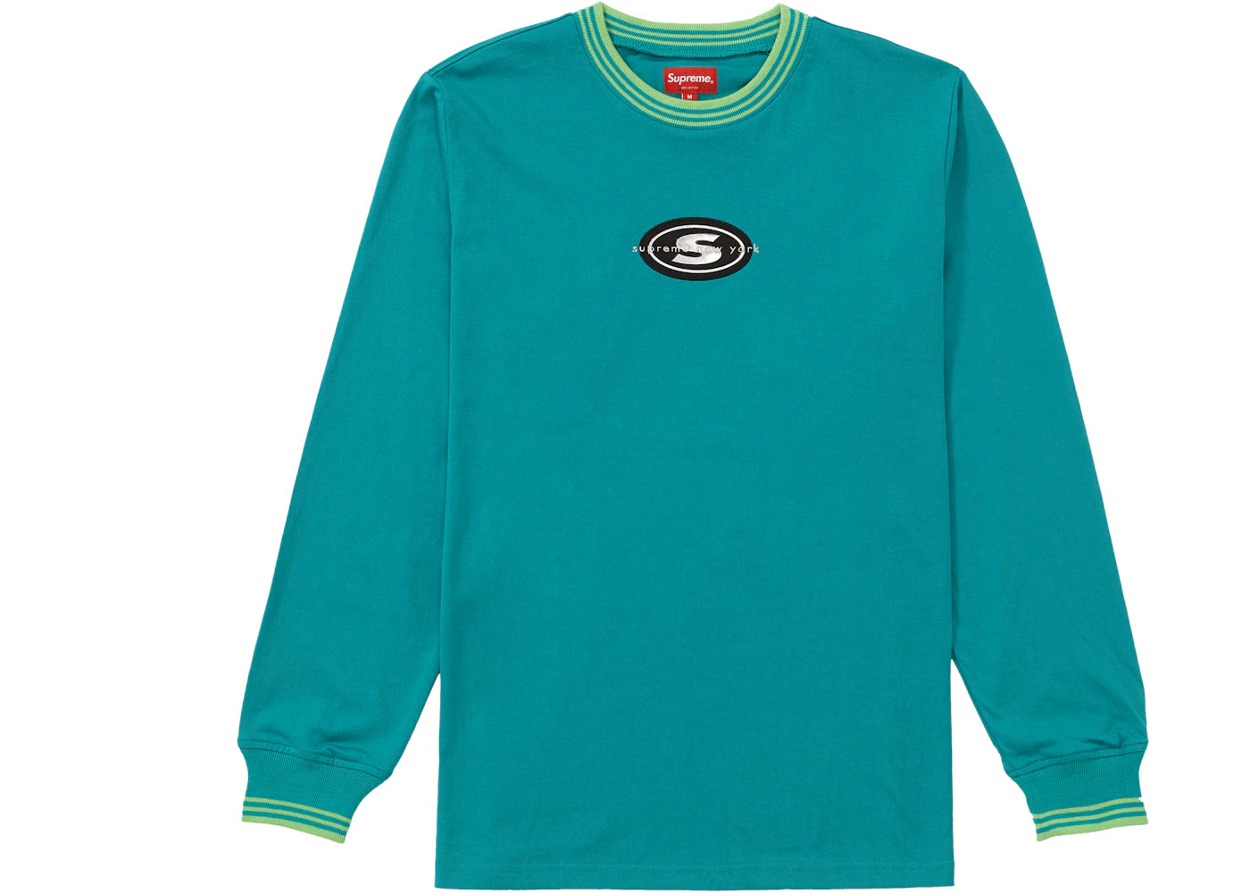 Supreme Striped Rib Logo L/S Top Teal