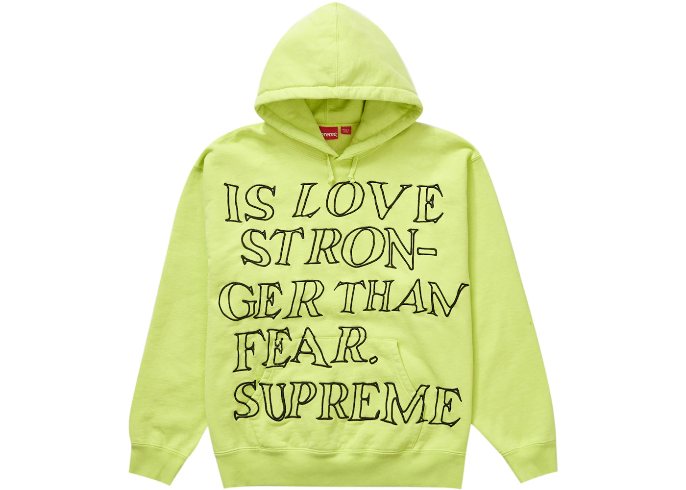 Supreme Stronger Than Fear Hooded Sweatshirt Lime