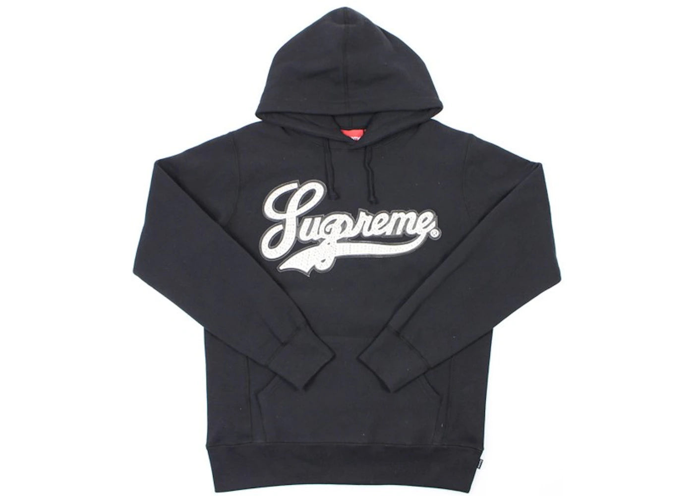 Supreme Studded Leather Script Hooded Sweatshirt Black