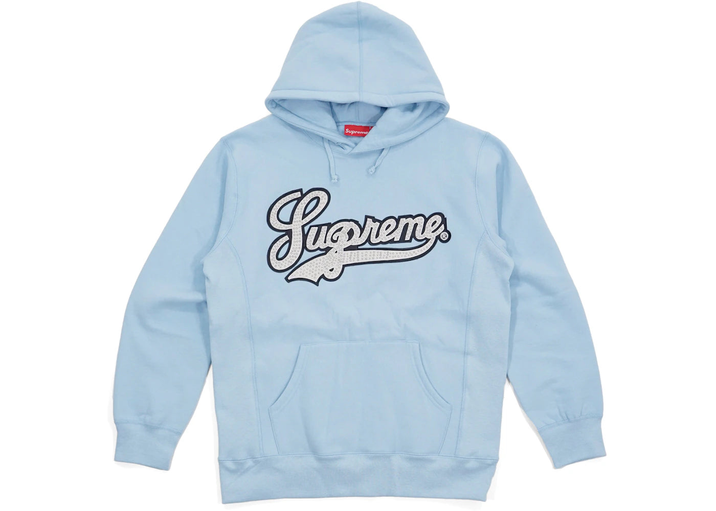 Supreme Studded Leather Script Hooded Sweatshirt Light Blue