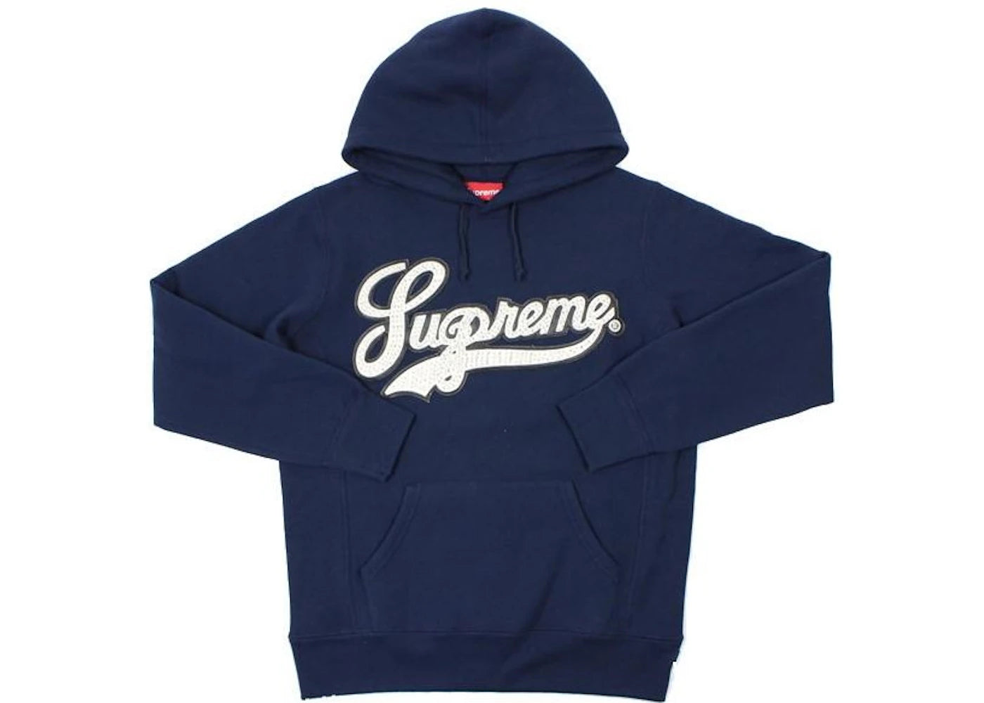 Supreme Studded Leather Script Hooded Sweatshirt Navy