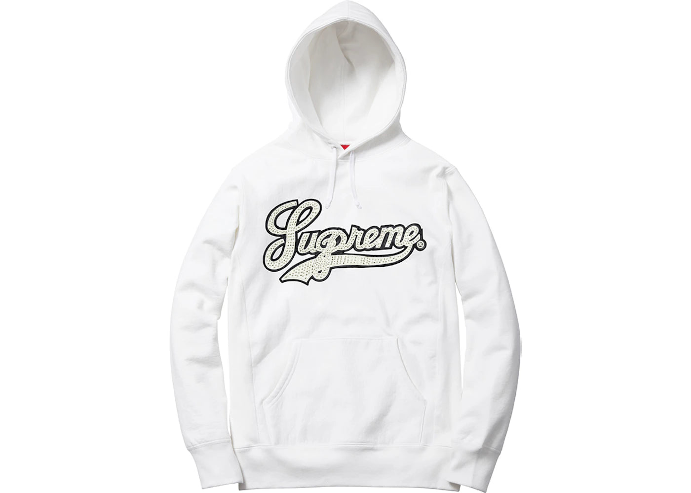 Supreme Studded Leather Script Hooded Sweatshirt Off White