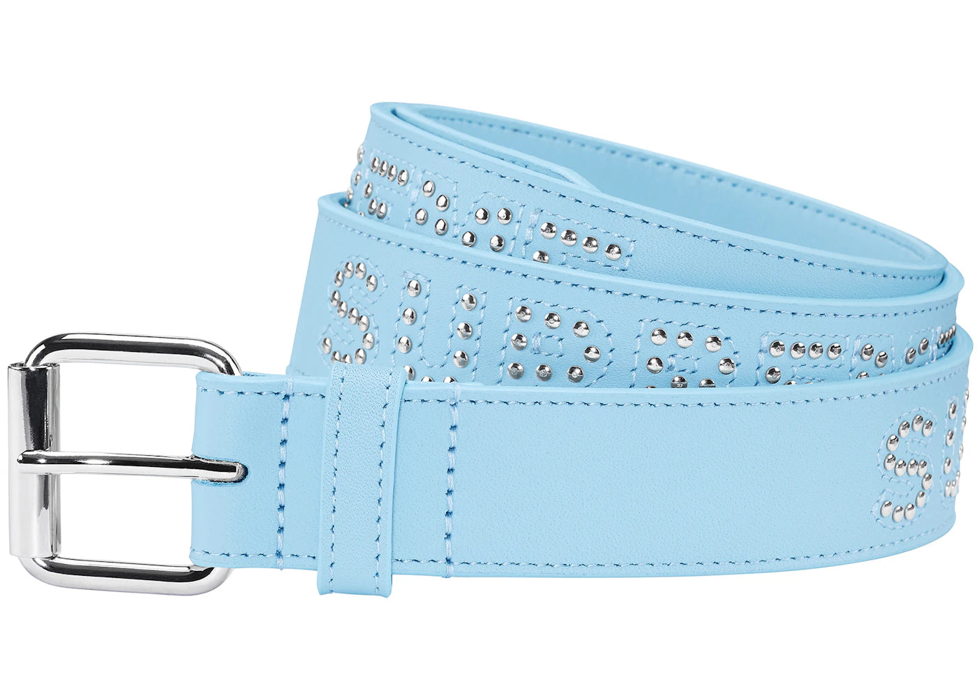 Supreme Studded Logo Belt Light Blue