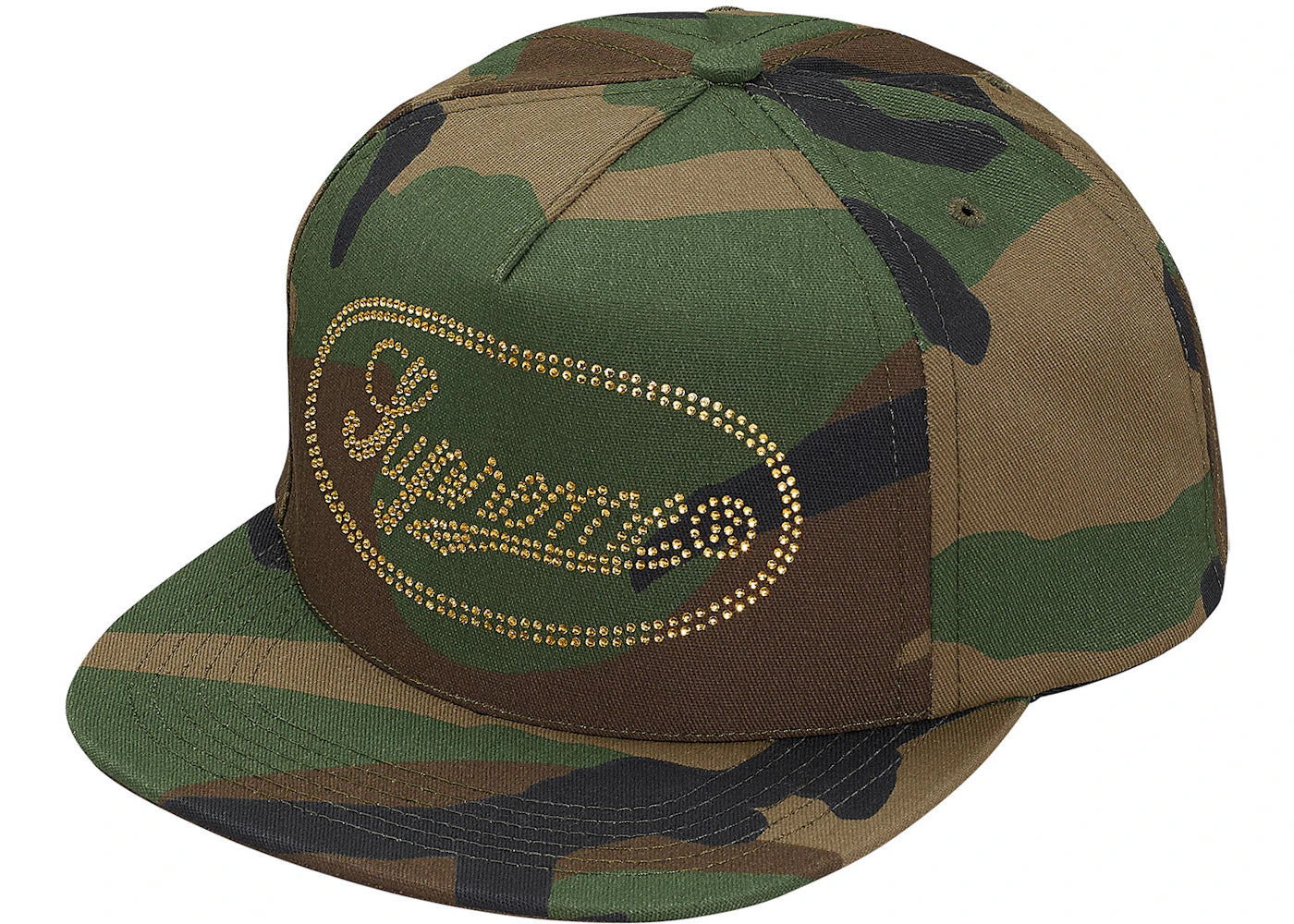 Supreme Studded Script Logo 5-Panel Woodland Camo