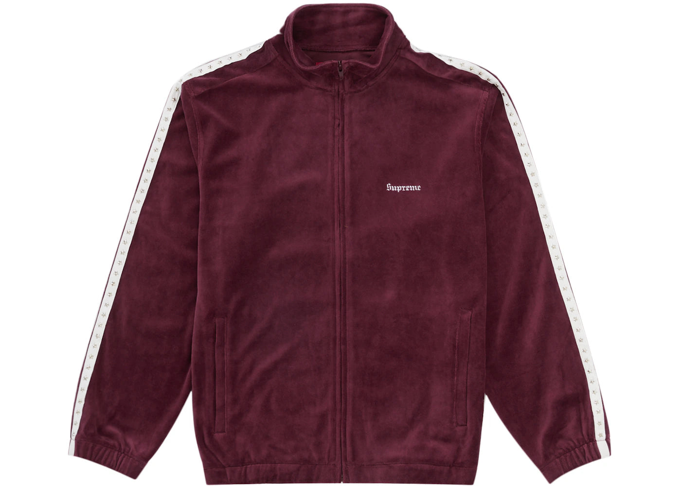 Supreme Studded Velour Track Jacket Burgundy