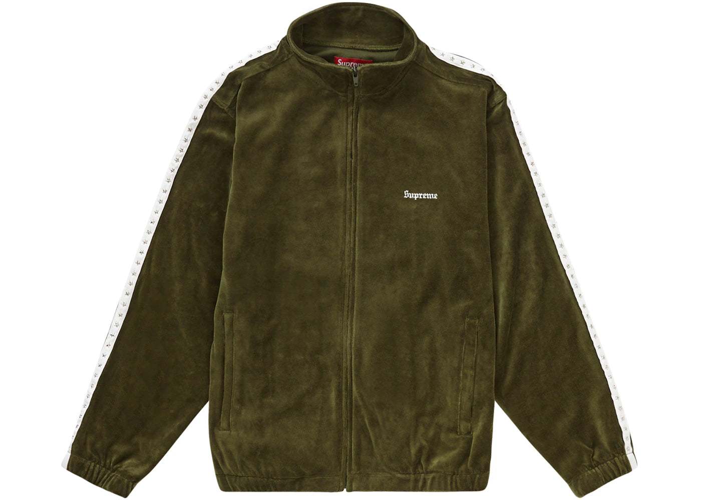 Supreme Studded Velour Track Jacket Olive