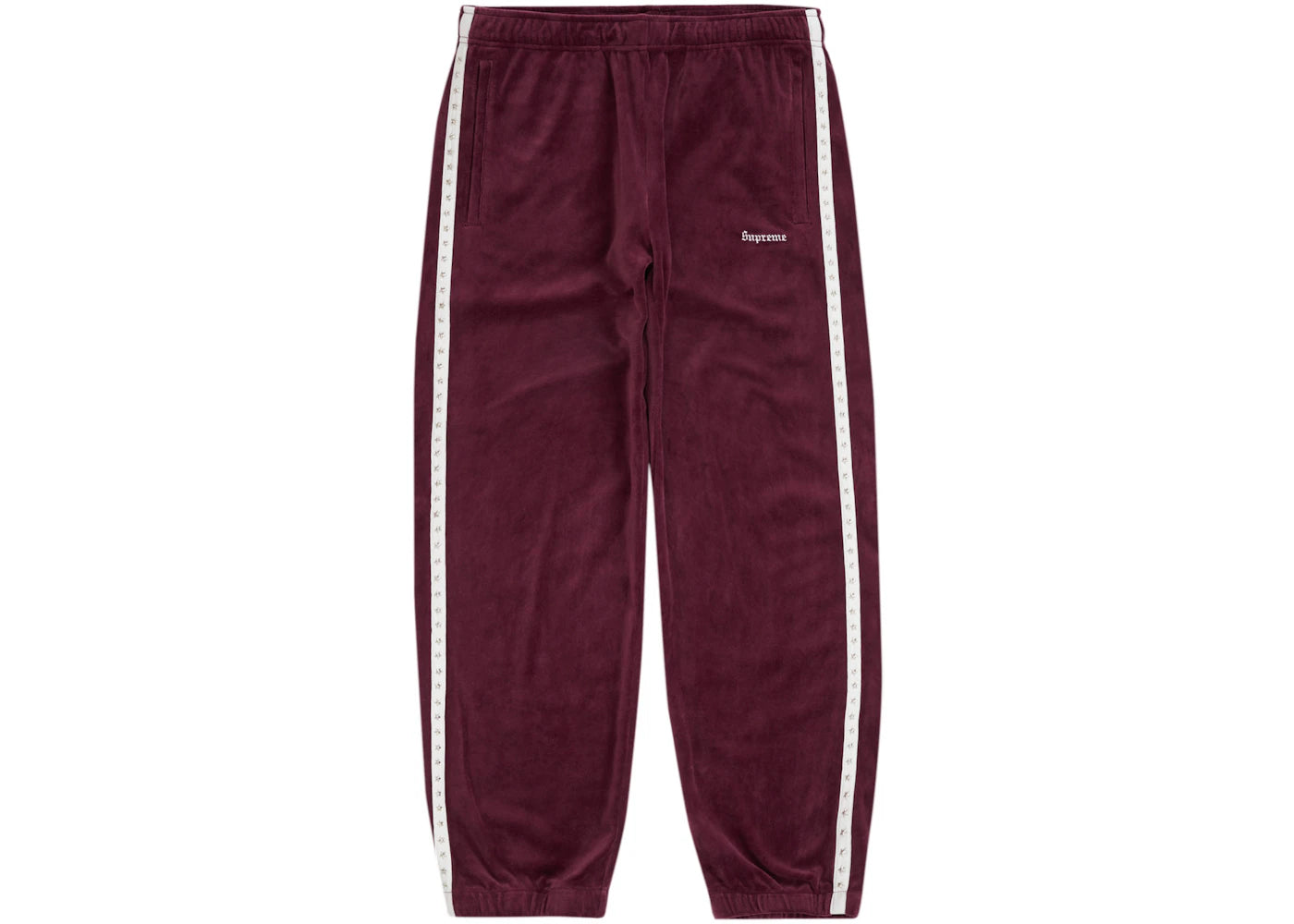 Supreme Studded Velour Track Pant Burgundy