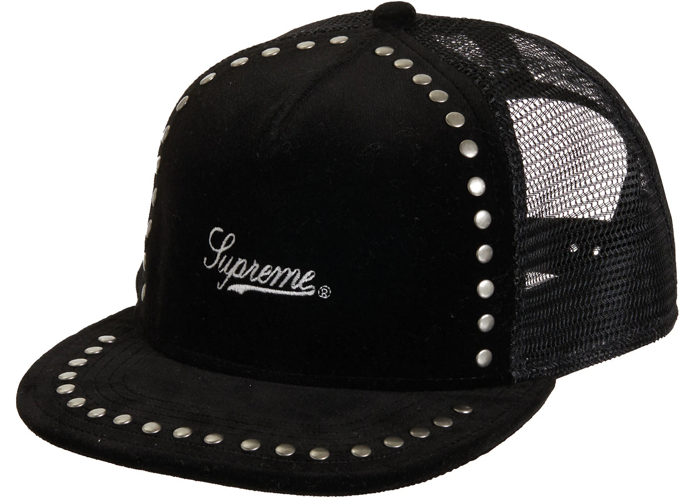 Supreme Studded Velvet Mesh Back 5-Panel Black