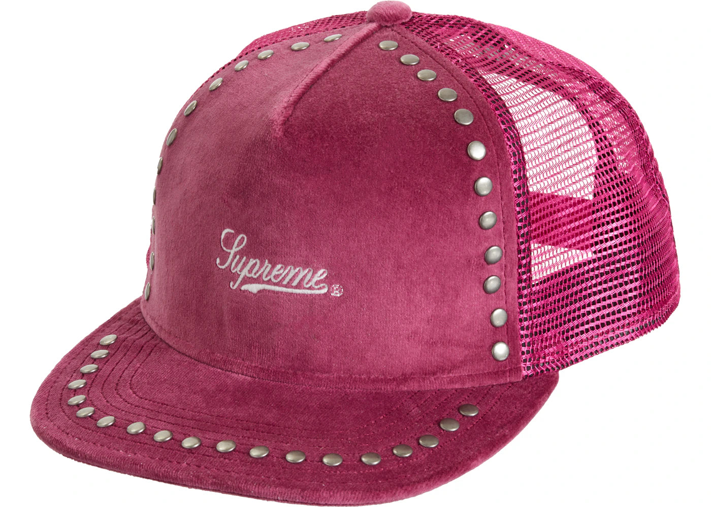 Supreme Studded Velvet Mesh Back 5-Panel Dusty Pink