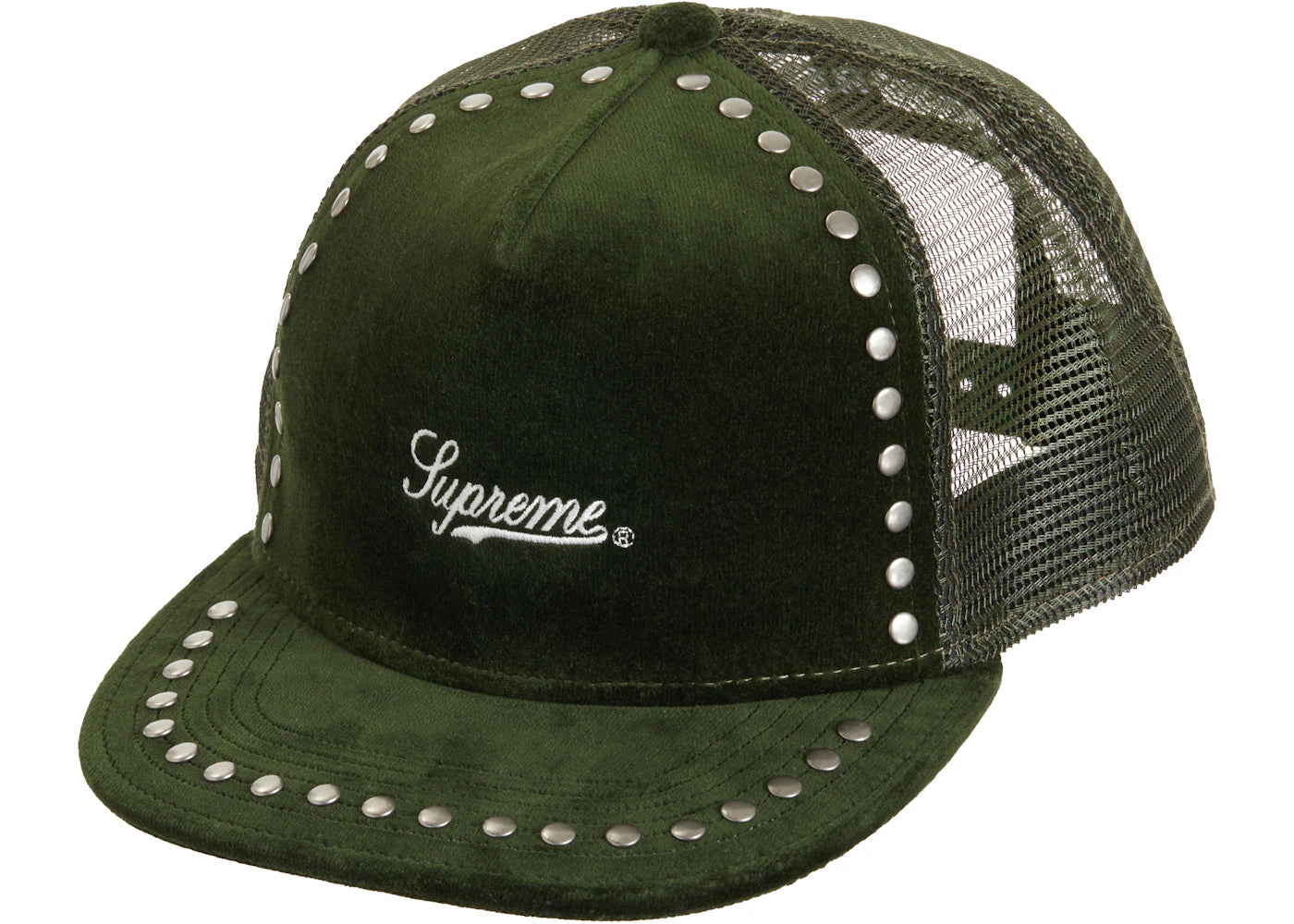 Supreme Studded Velvet Mesh Back 5-Panel Green