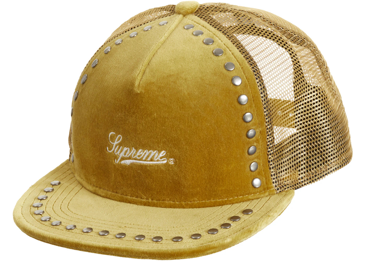 Supreme Studded Velvet Mesh Back 5-Panel Tan