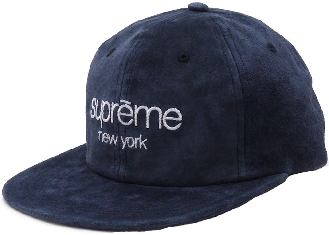 Supreme Suede Classic Logo 6 Panel Cap Navy