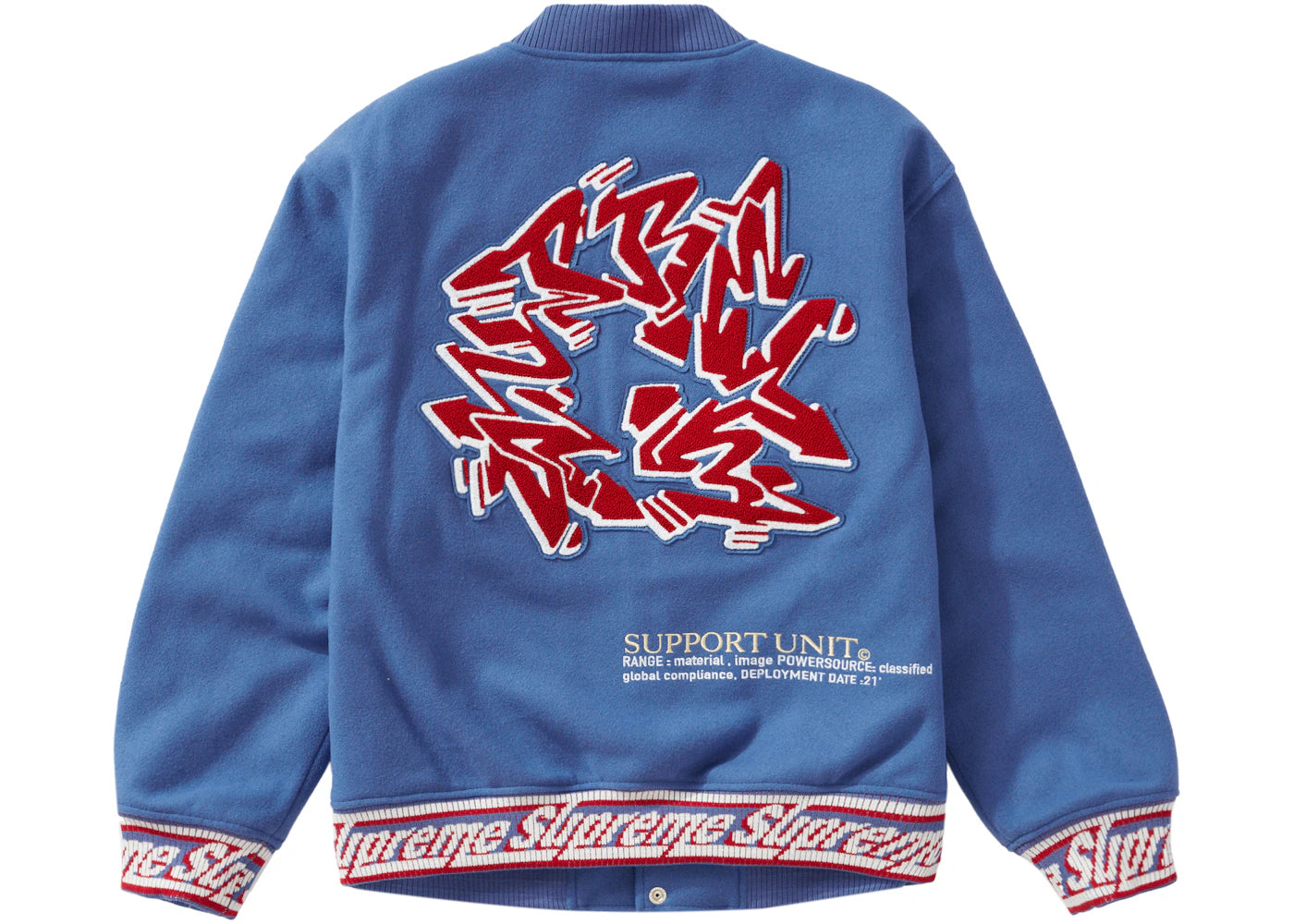 Supreme Support Unit Varsity Jacket Light Blue