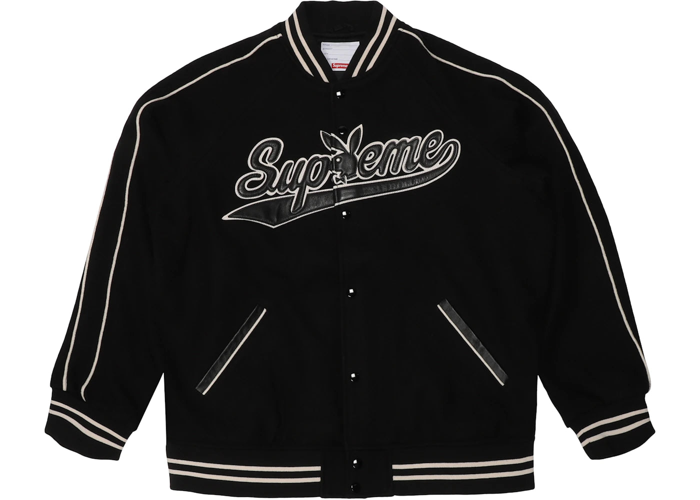 Supreme Playboy Wool Varsity Jacket Black