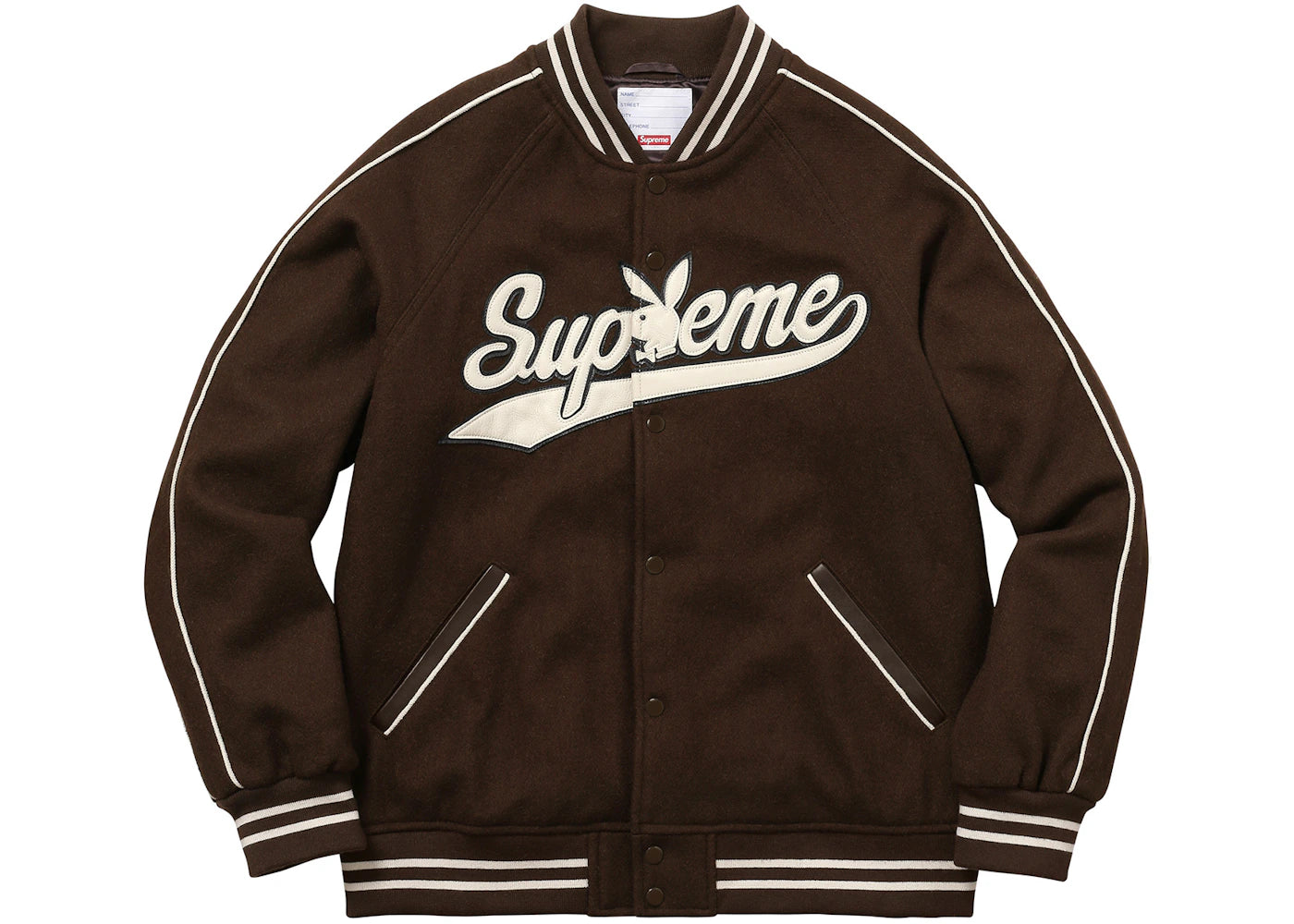 Supreme Playboy Wool Varsity Jacket Brown