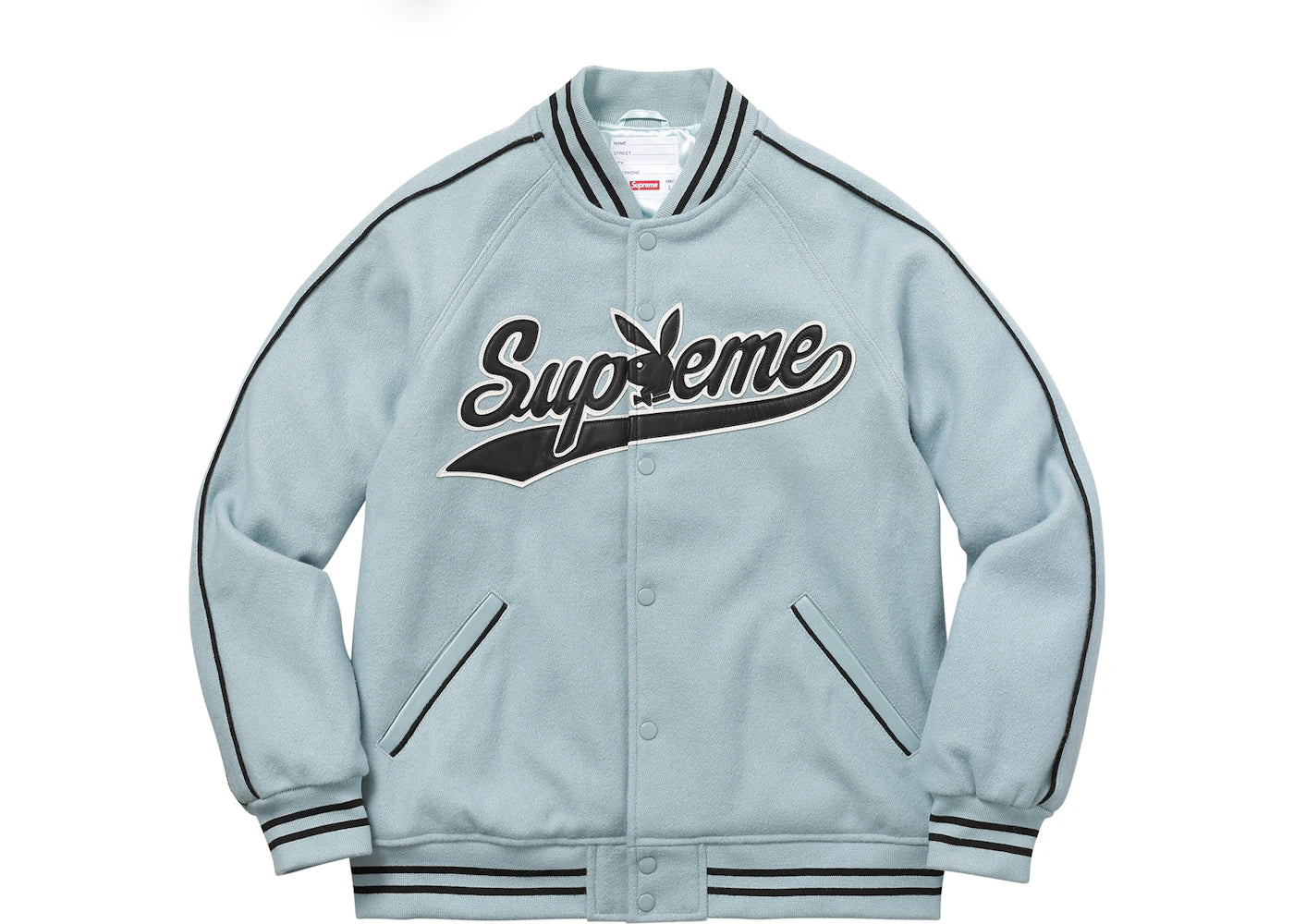 Supreme Playboy Wool Varsity Jacket Dusty Blue