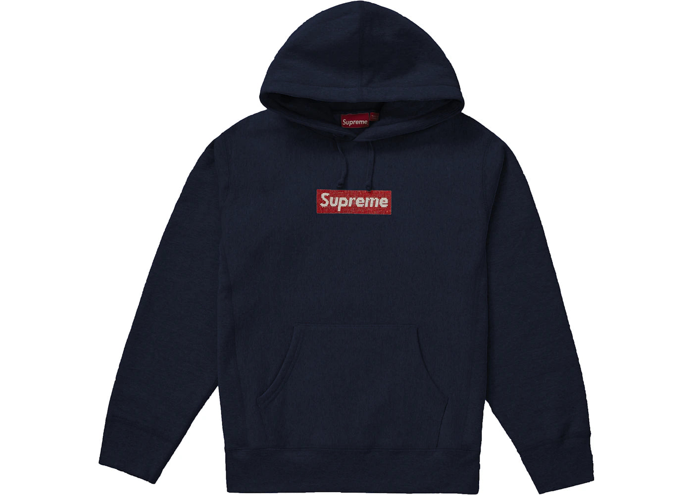 Supreme Swarovski Box Logo Hooded Sweatshirt Navy