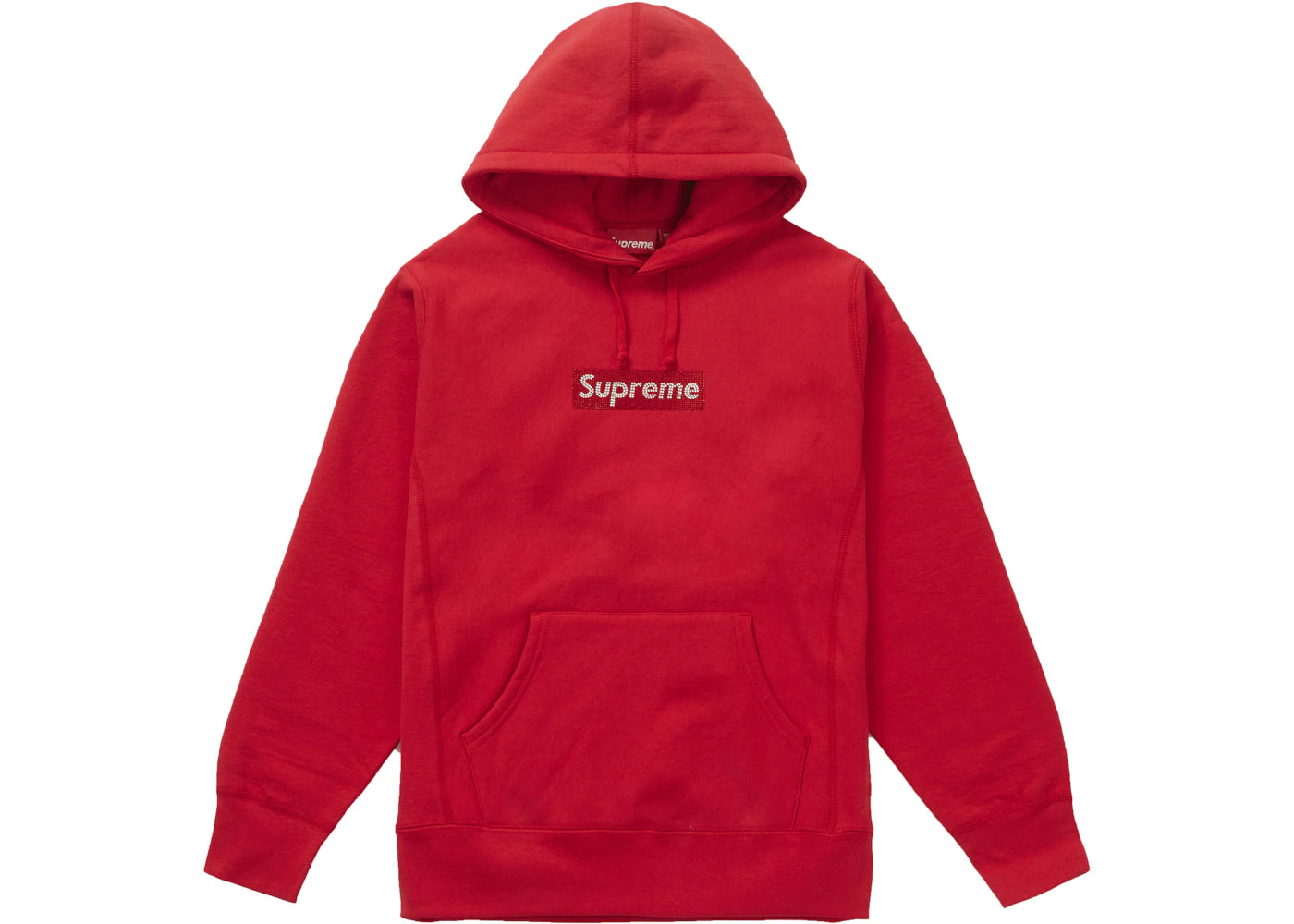 Supreme Swarovski Box Logo Hooded Sweatshirt Red