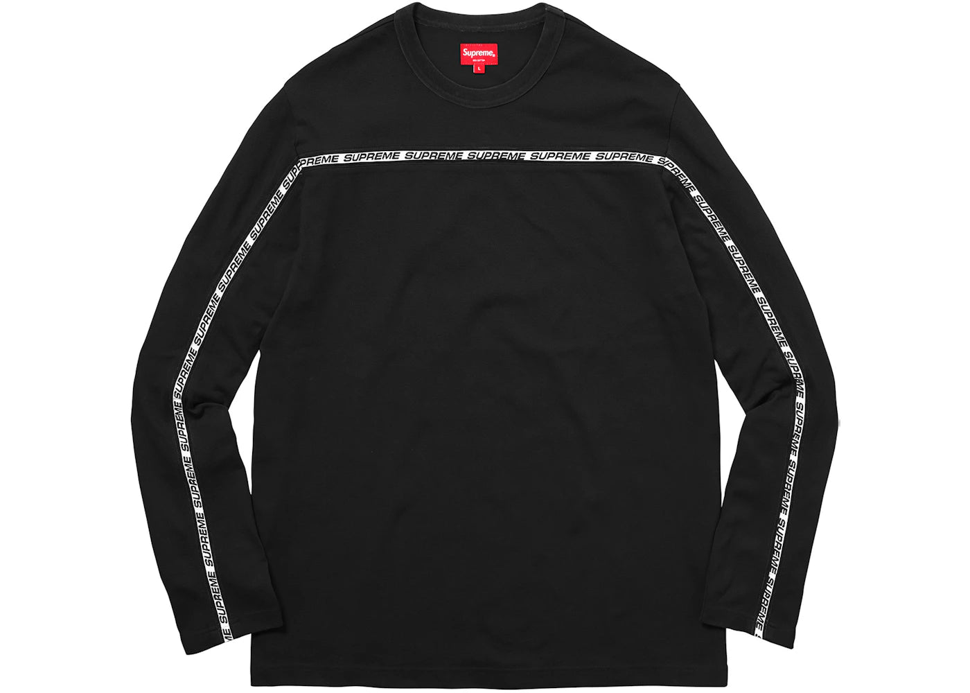 Supreme Tape Stripe L/S Pique Top Black