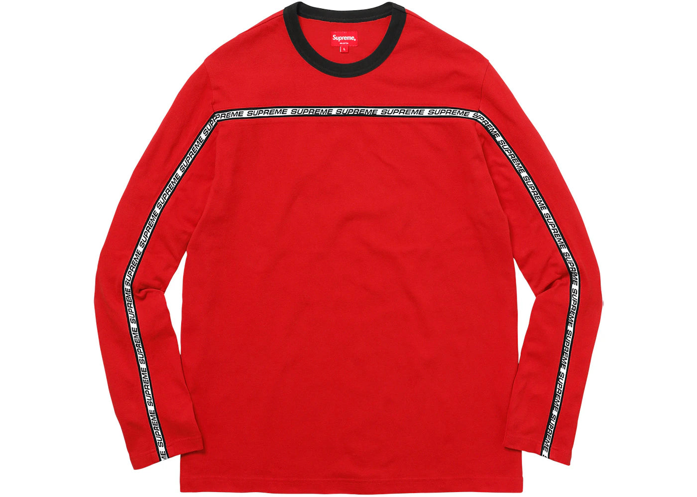 Supreme Tape Stripe L/S Pique Top Red