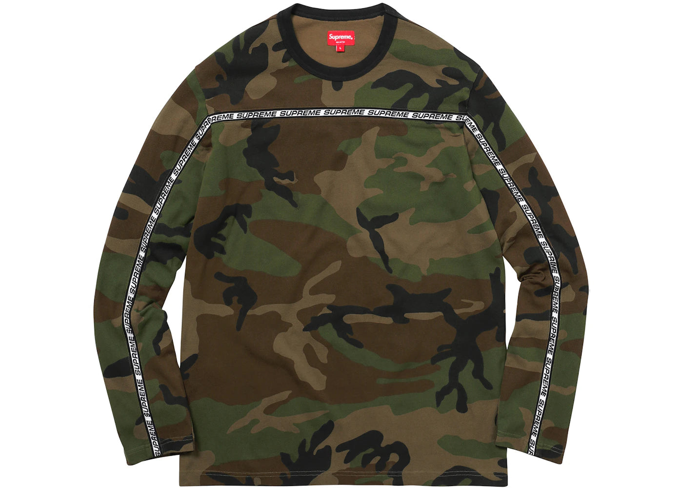Supreme Tape Stripe L/S Pique Top Woodland Camo