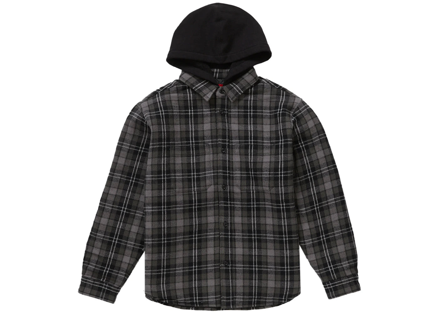 Supreme Tartan Flannel Hooded Shirt Black