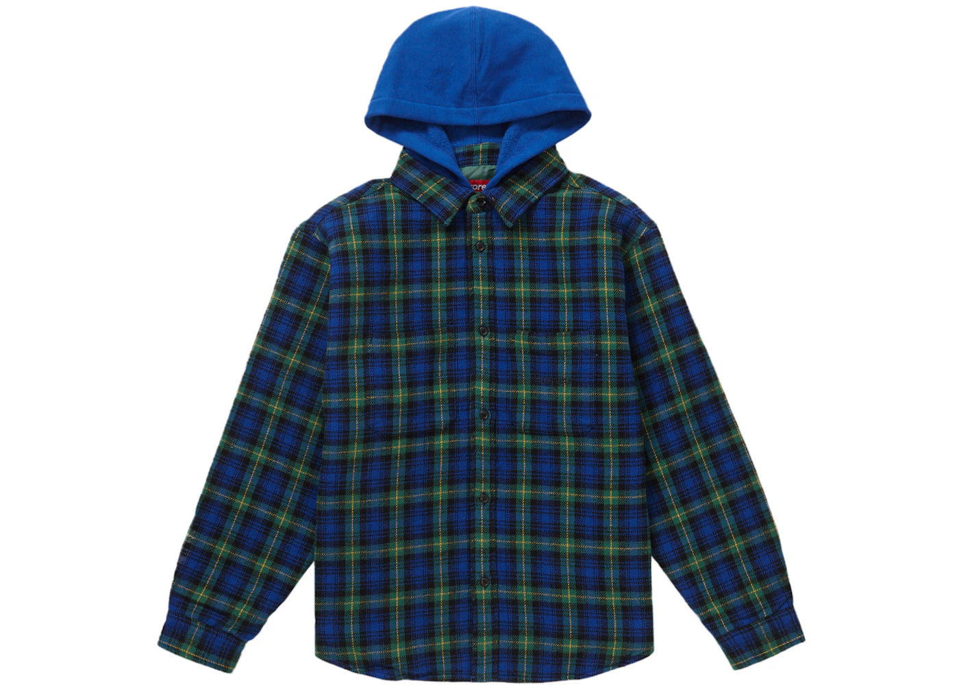Supreme Tartan Flannel Hooded Shirt Blue