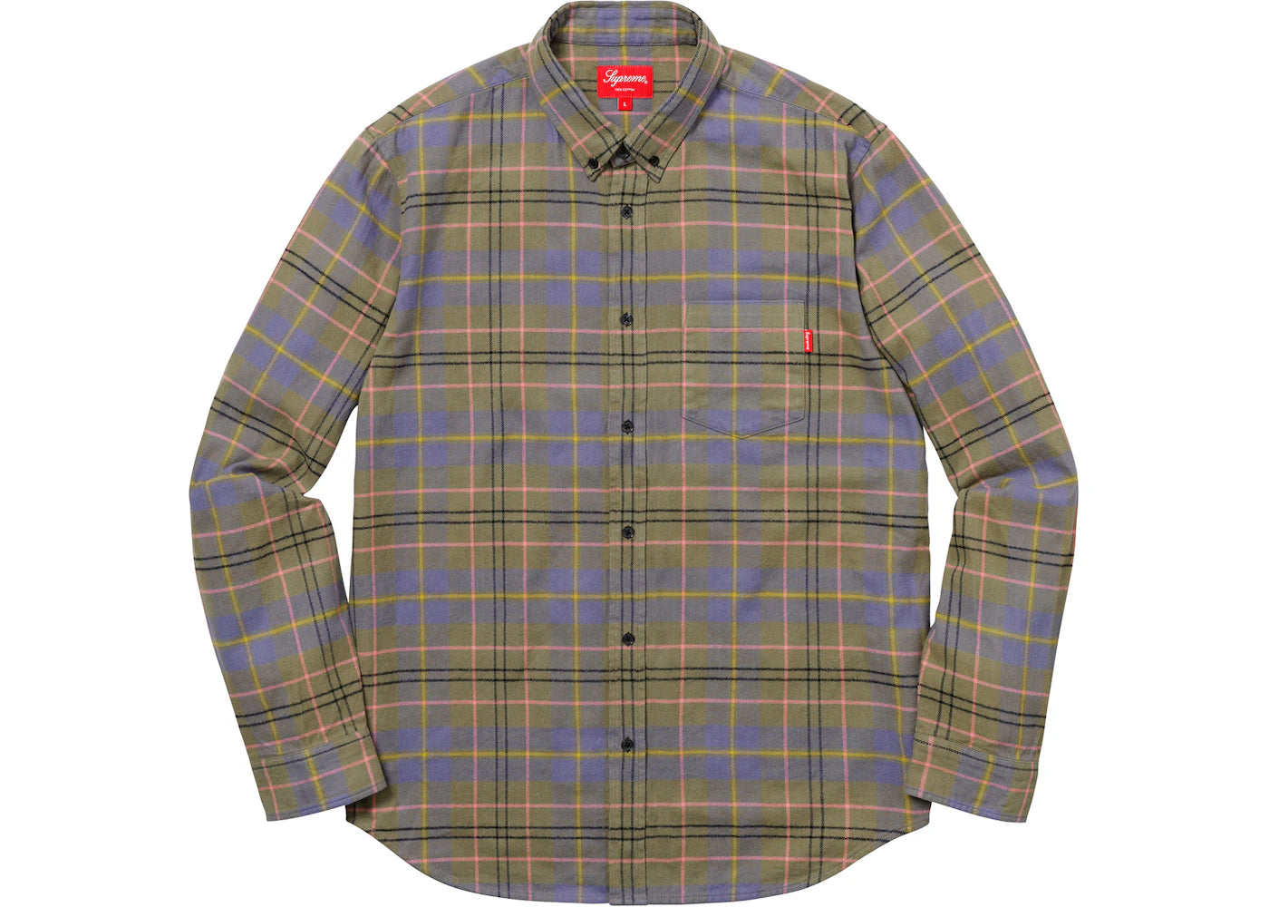 Supreme Tartan Flannel Shirt Light Olive