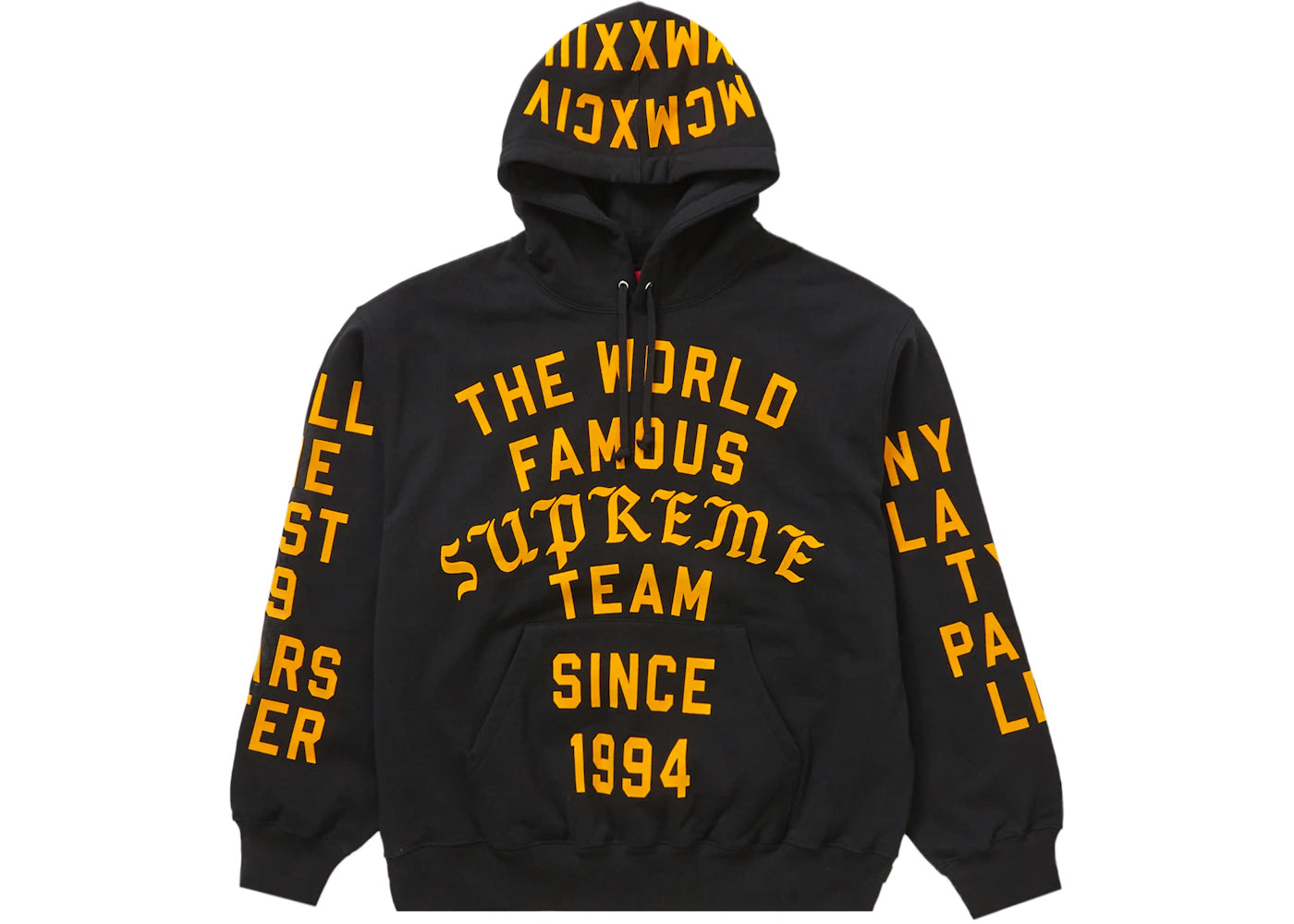Supreme Team Flocked Hooded Sweatshirt Black