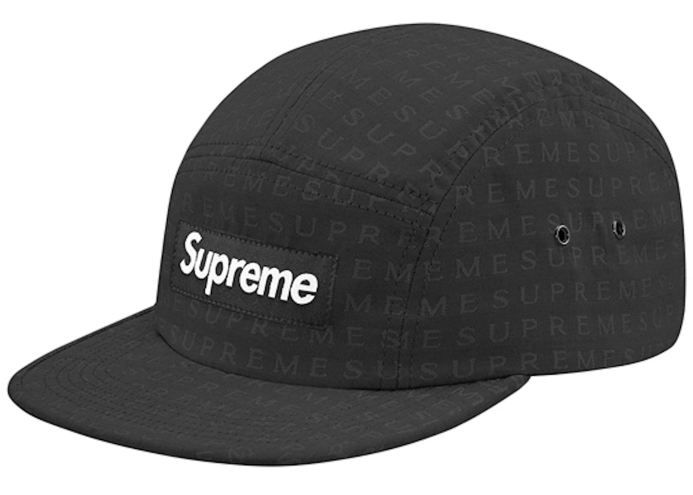 Supreme Text Jacquard Camp Cap Black