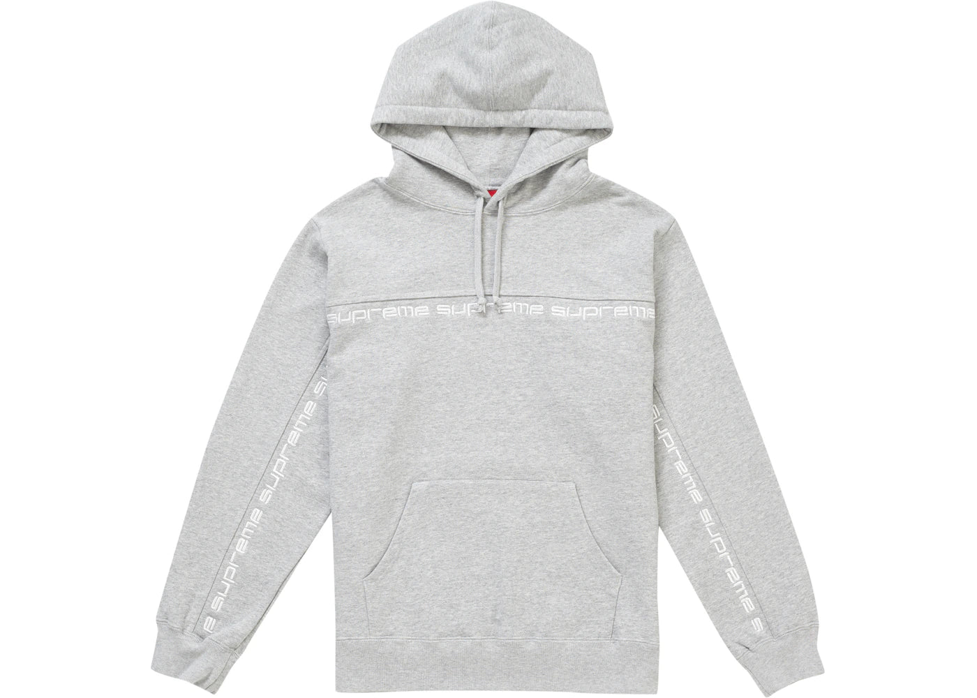Supreme Text Stripe Hooded Sweatshirt Heather Grey