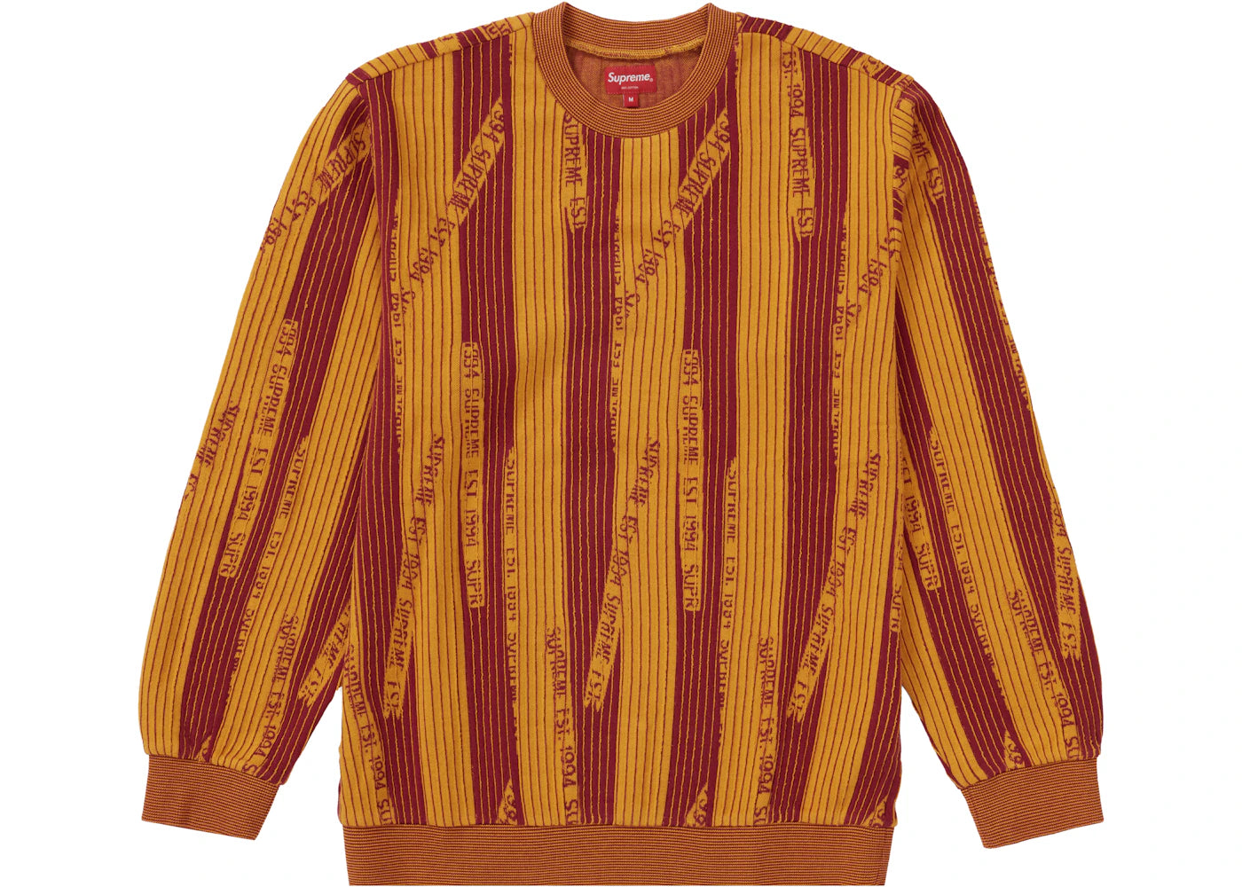 Supreme Textured Stripe Crewneck Yellow