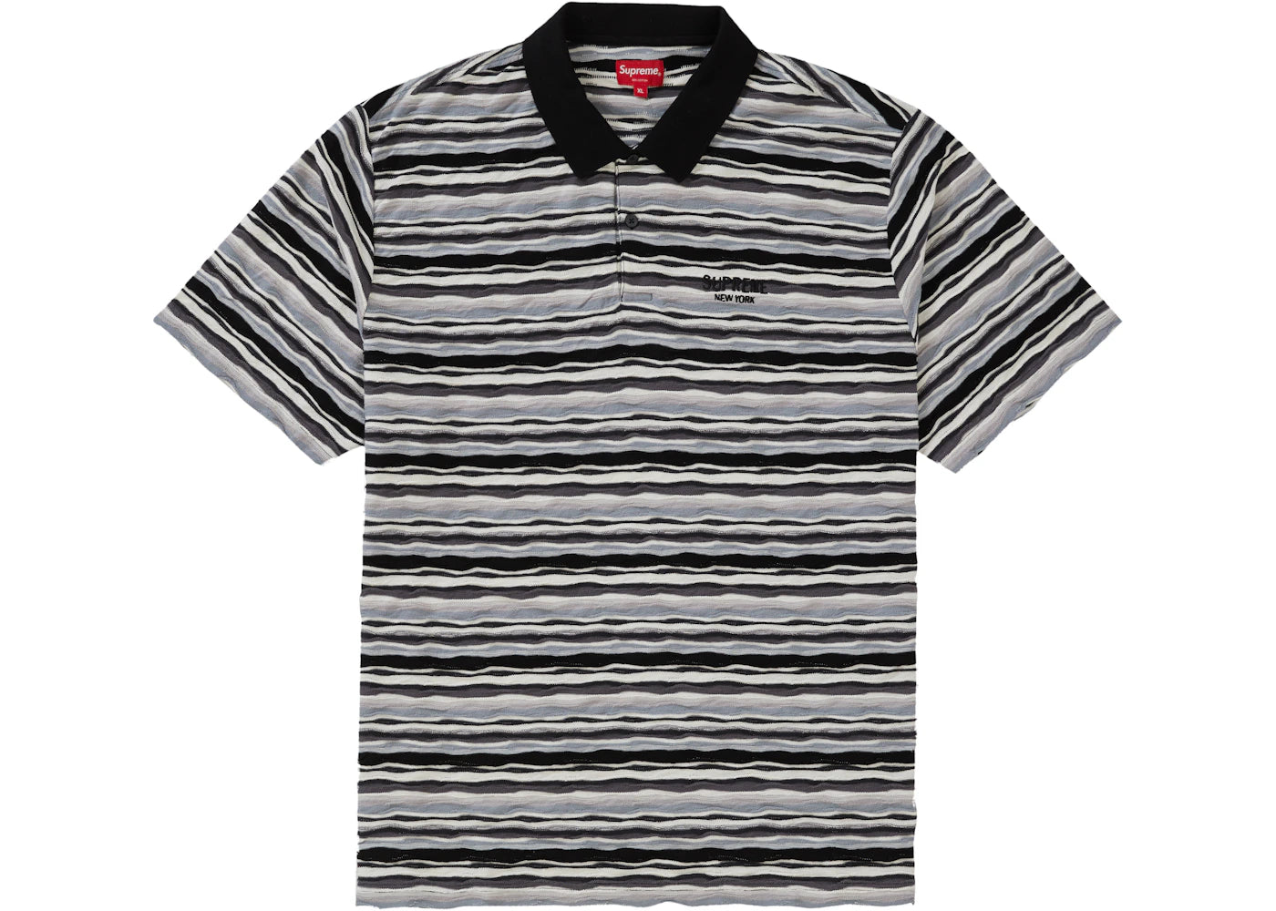 Supreme Textured Stripe Polo Black
