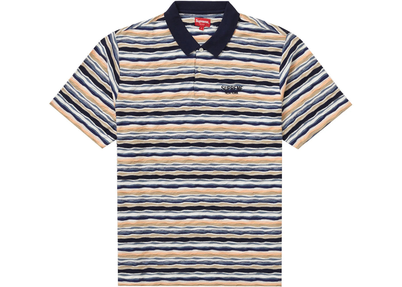 Supreme Textured Stripe Polo Navy