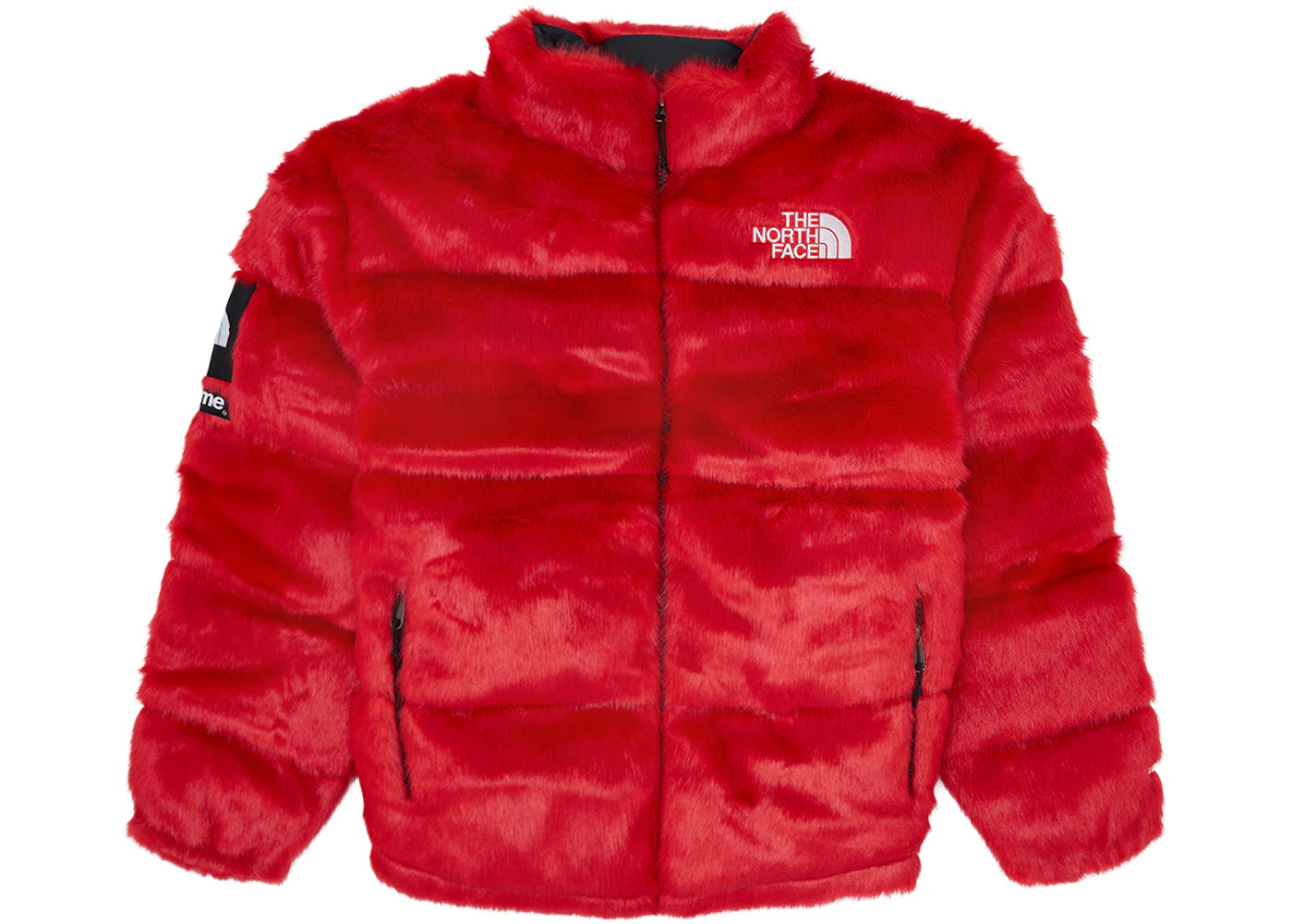 Supreme The North Face Faux Fur Nuptse Jacket Red