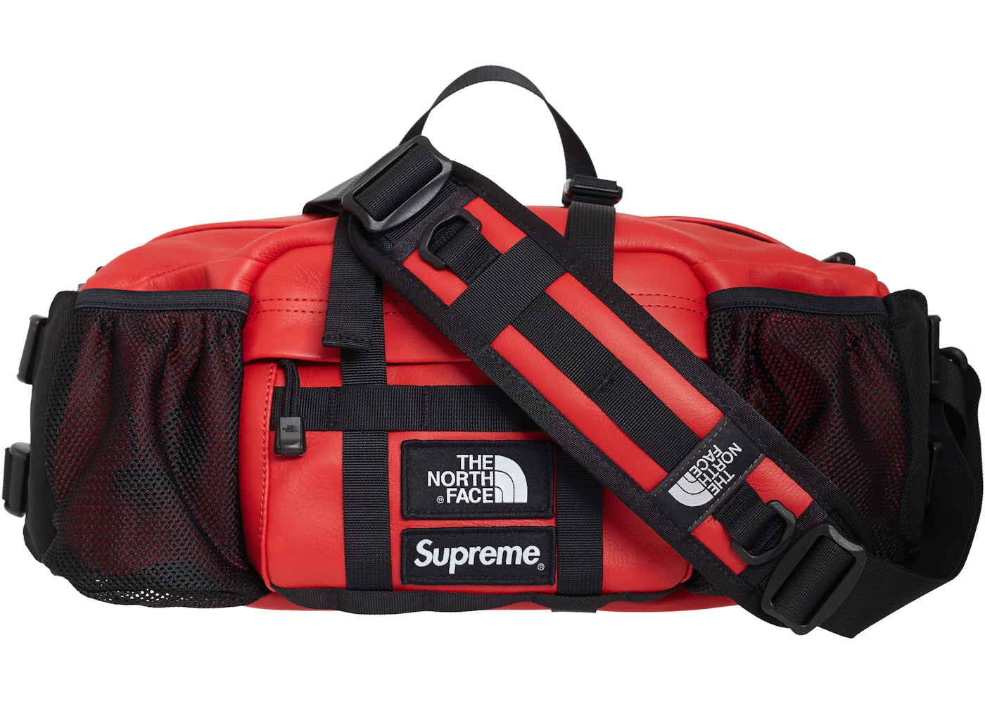 Supreme The North Face Leather Mountain Waist Bag Red