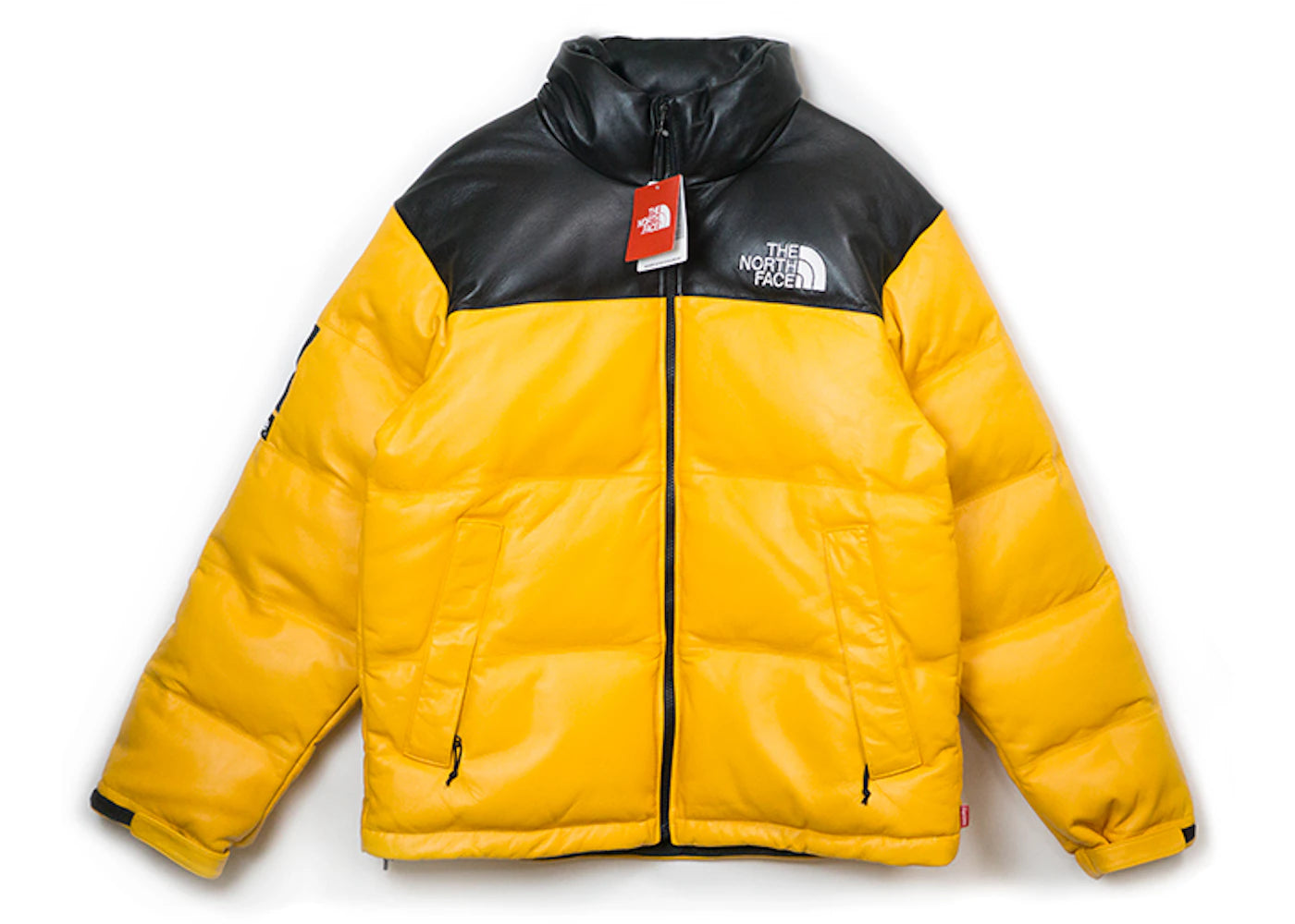 Supreme The North Face Leather Nuptse Jacket Yellow