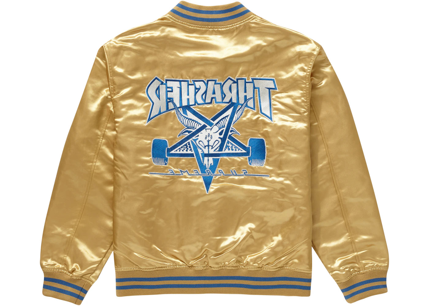 Supreme Thrasher Satin Varsity Jacket Gold