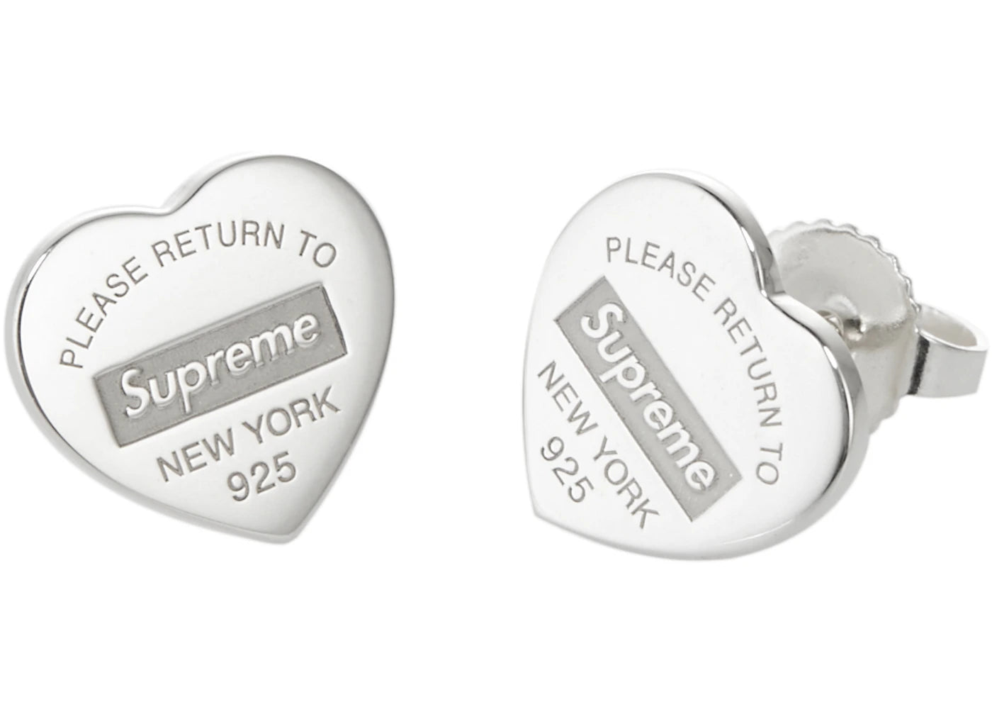Supreme Tiffany & Co. Return to Tiffany Heart Tag Stud Earrings (Set of 2) Silver