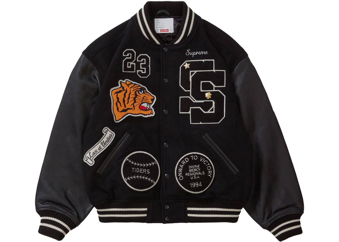 Supreme Tiger Varsity Jacket Black