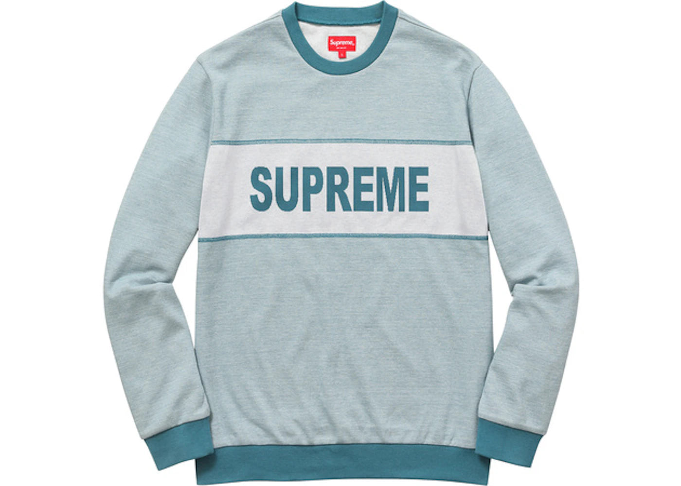 Supreme Tonal Stripe Logo Crewneck Teal